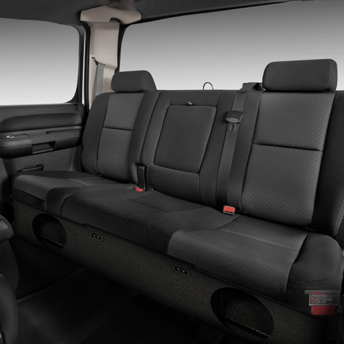 QPower GMC Chevy Crew Cab 2007-2013 Dual 12" Sub Box w/ Bedliner Spray (Damaged)