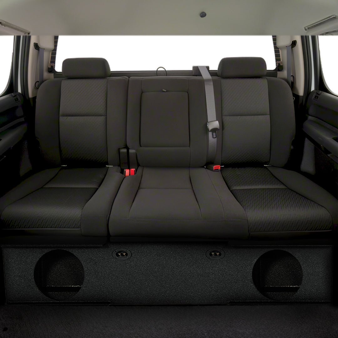 QPower GMC Chevy Crew Cab 2007-2013 Dual 12" Sub Box Enclosure w/ Bedliner Spray