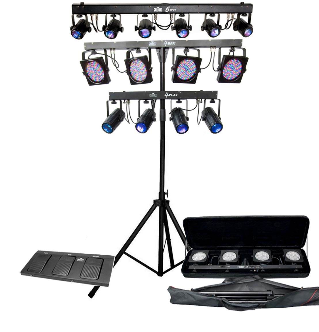 CHAUVET 4BAR LED Wash Light Kit + 4PLAY DMX Light + 6SPOT Dance Bar Light System