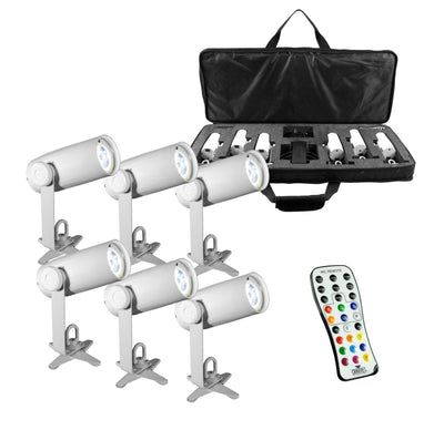 Chauvet DJ EZpin IRC Pack LED Wireless Battery 6 Pin Spot Lights w/Case & Remote