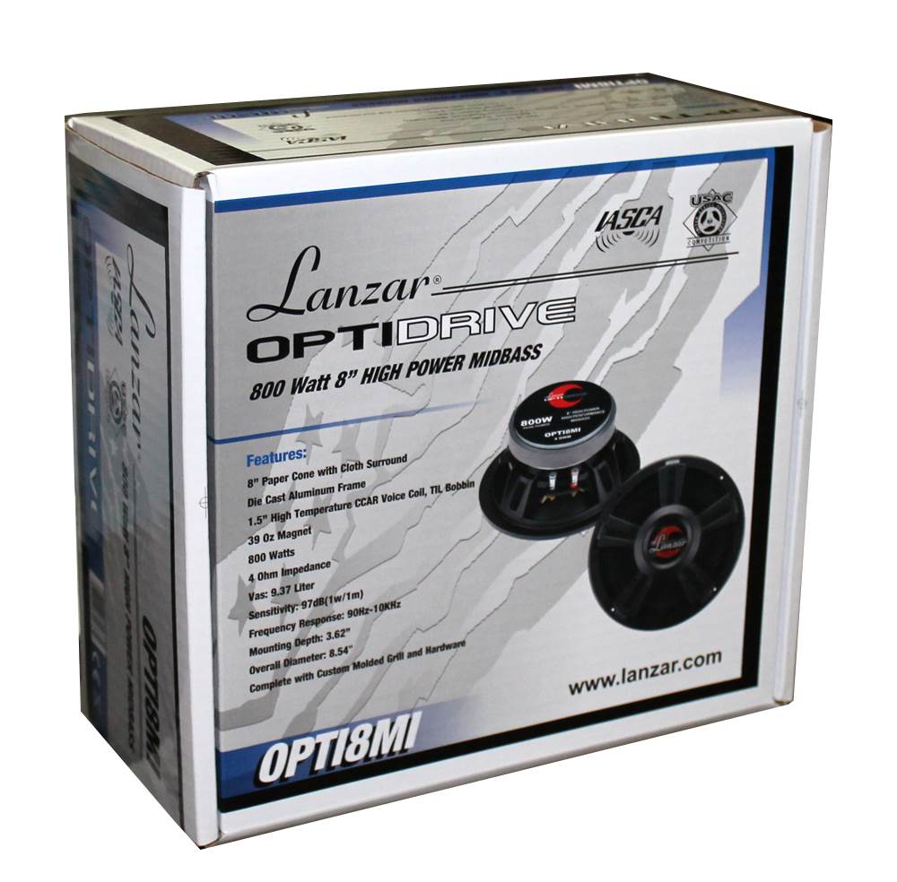 New Lanzar OPTI8MI 8" 800 Watt 3-Ohm High Power Mid Bass Car Audio Speaker