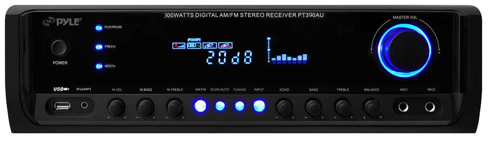 New Pyle 300W 4 Channel Home Theater Amplifier Receiver Stereo USB/SD (Open Box)