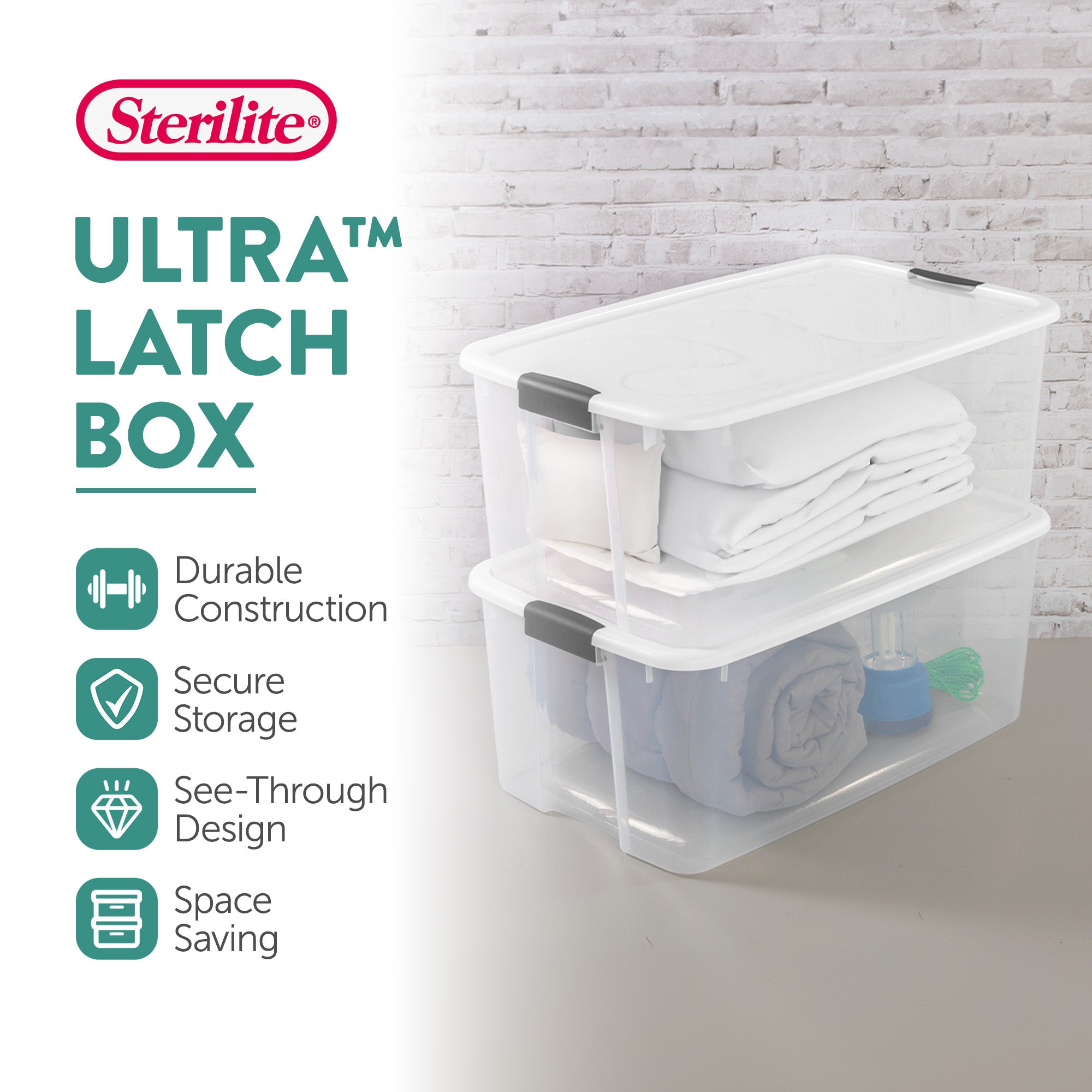 Sterilite 116 Quart Ultra Latching Storage Tote Box Containers Clear (Open Box)