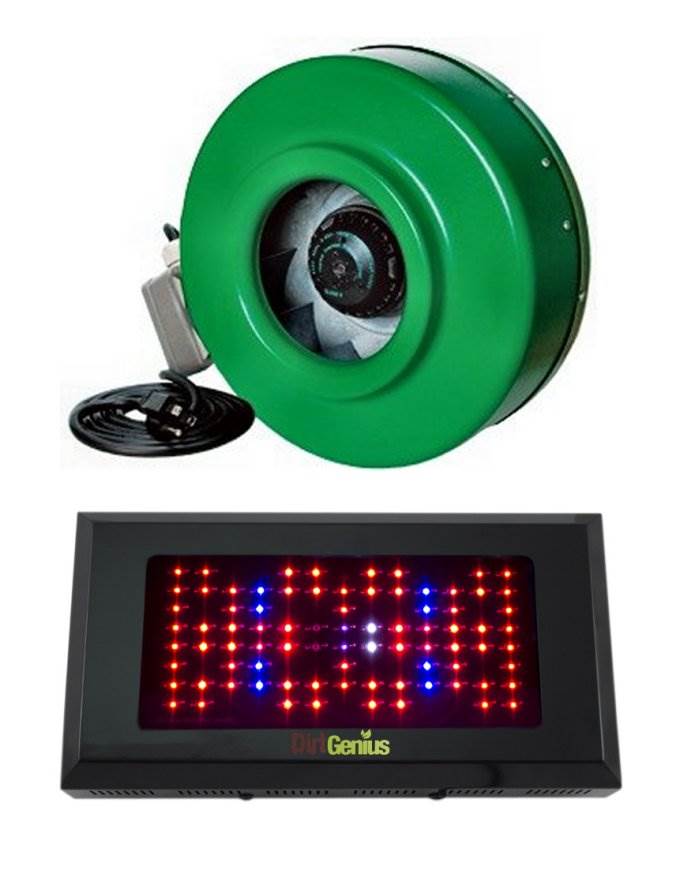 Hydrofarm ACDF6 6" Hydroponics In-Line Fan w/Flowering UV LED Grow Light Panel