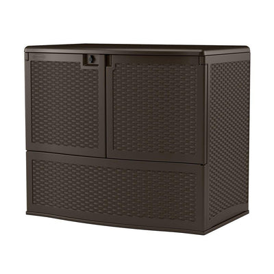 Suncast 195 Gallon Patio Storage &Entertaining Station w/ 33 Gal. Garbage Can - VMInnovations