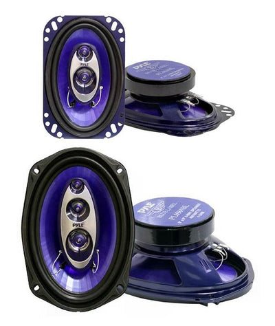 Pyle PL463BL 4x6" 240W 3-Way Car Speakers and PL6984BL 6x9" 400W 4-Way Speakers