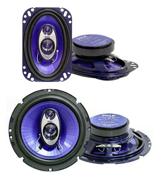 Pyle PL463BL 4x6" 240W and PL63BL 6.5" 360W 3-Way Car Coaxial Speakers - VMInnovations