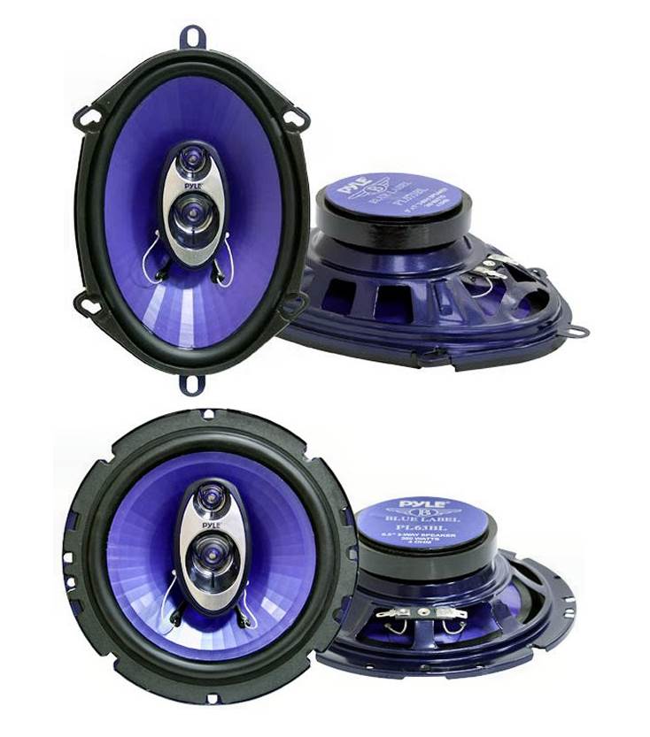 Pyle PL573BL 5x7 300 Watts and PL63BL 6.5" 360W 3-Way Car Coaxial Speakers