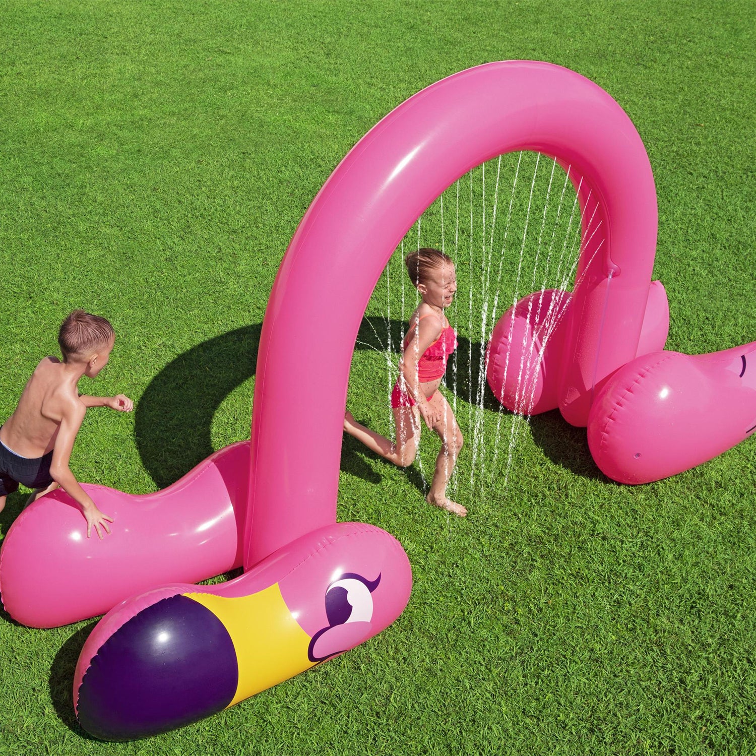 Jumbo Pink Flamingo Inflatable Outdoor Kids Sprinkler (Open Box) - VMInnovations