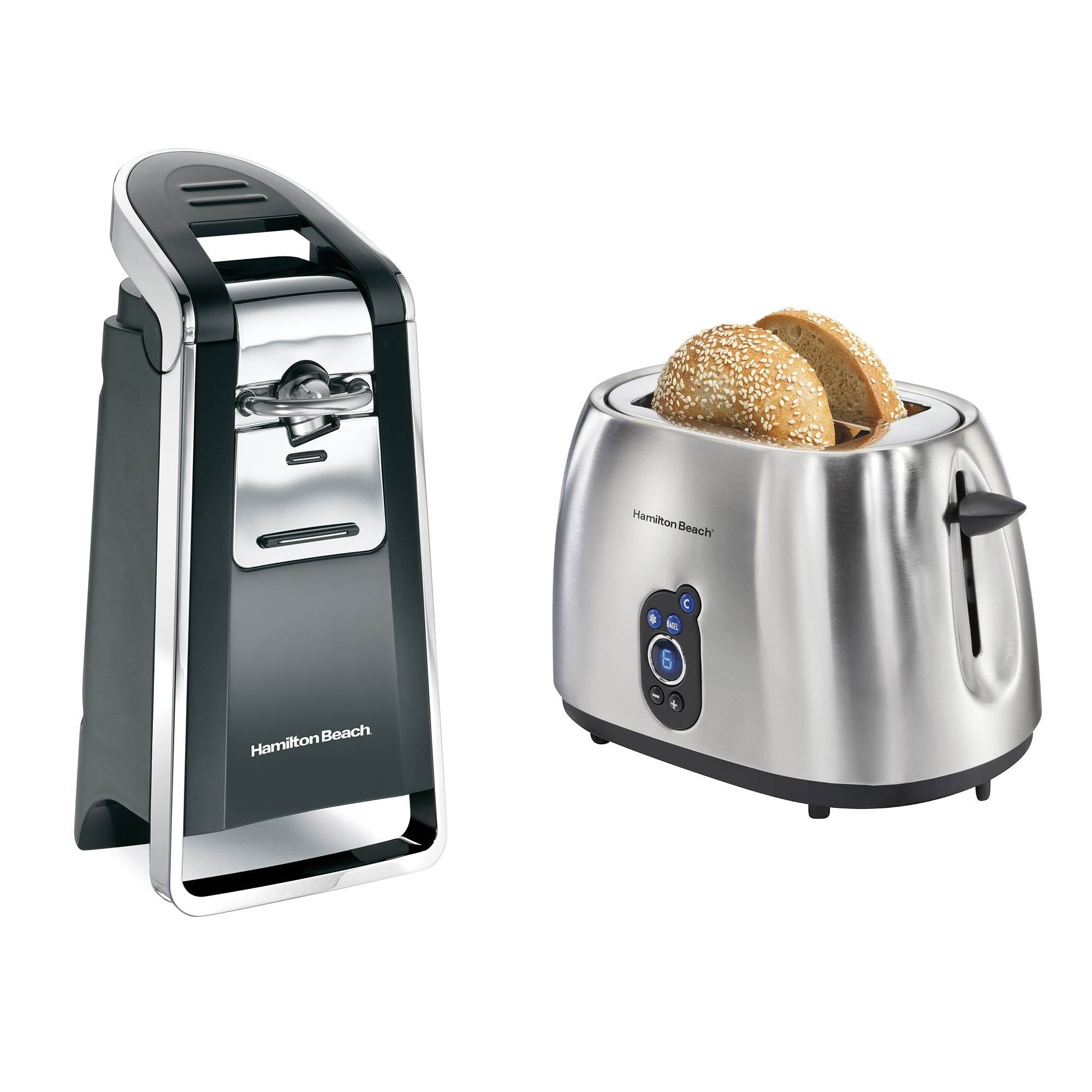 Hamilton Beach Easy Touch Electric Can Opener + 2-Slice Stainless Steel Toaster