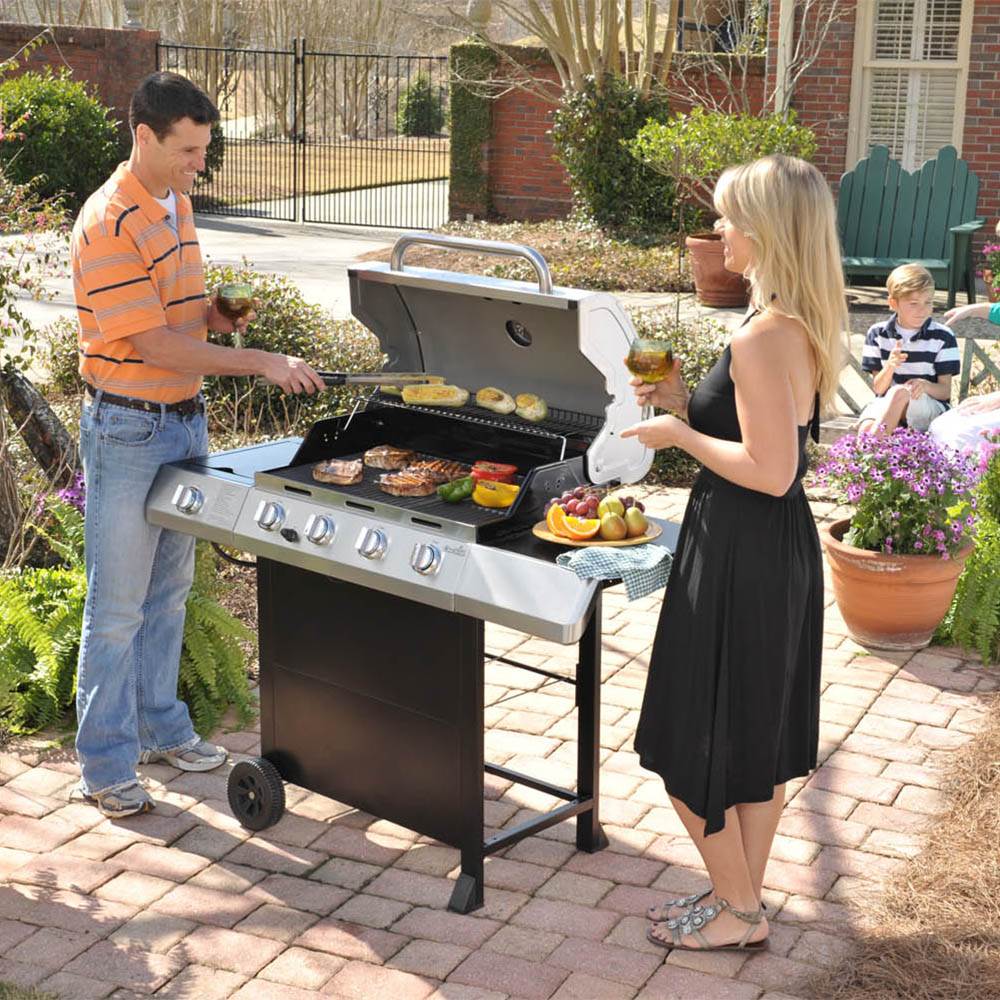 Char-Broil Classic 480 Stainless Gas Grill 40K BTU w/ Side Burner (Damaged)