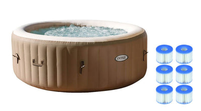 Intex Pure Spa 4-Person Inflatable Portable Hot Tub w/ Six Filter Cartridges