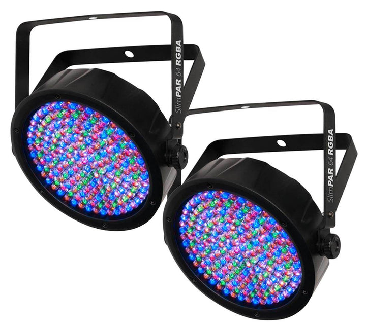 (2) Chauvet DJ SlimPar 64 RGBA LED DMX Compact Slim Par Can Stage Light Effects