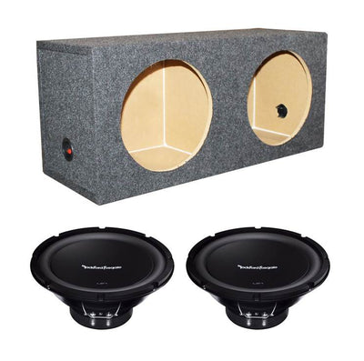 2) Rockford Fosgate R1S410 10" 300W 4-Ohm Subwoofers Subs + Dual Sealed Sub Box