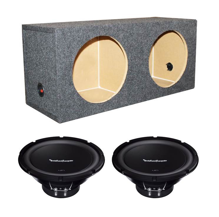 2) Rockford Fosgate R1S410 10" 300W 4-Ohm Subwoofers Subs + Dual Sealed Sub Box