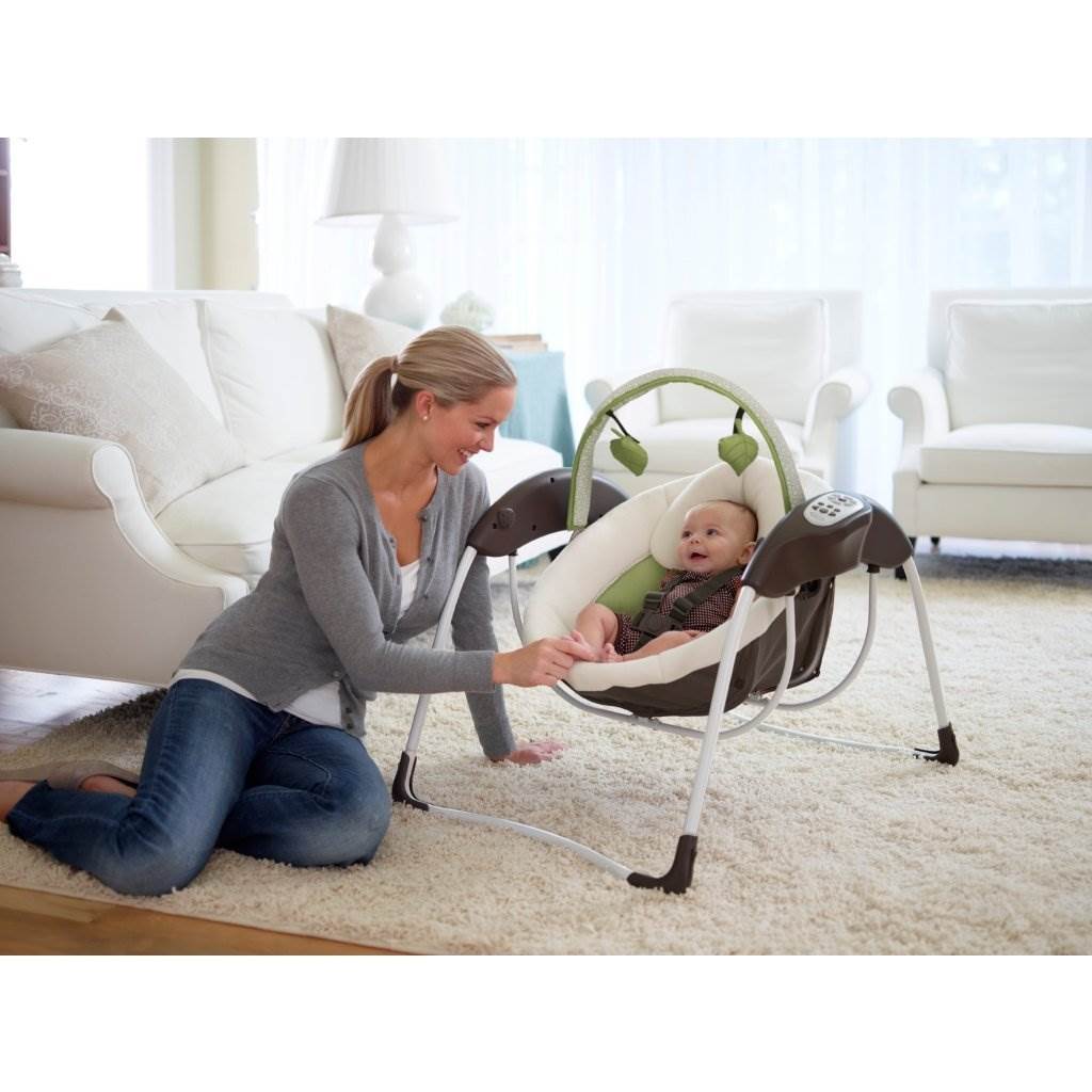 Graco Glider Petite LX Baby/Infant Swing with Mobile Toys – 1893827 (Open Box)