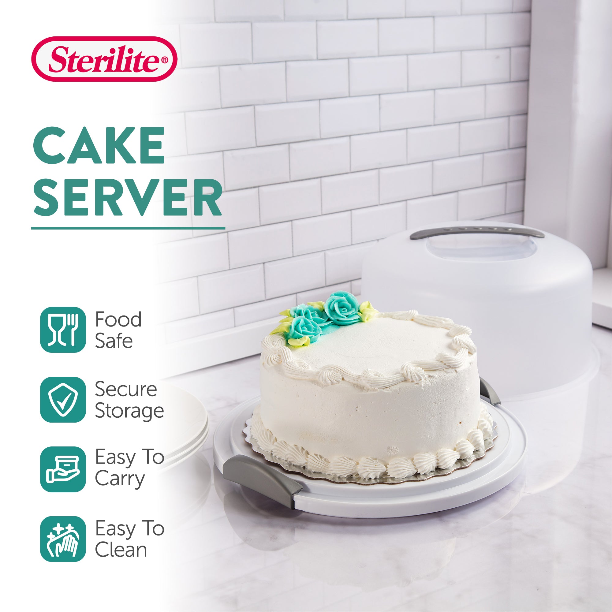 Sterilite Portable Latching Cake Server Carrier Keeper w/ Handles (12 Pack)