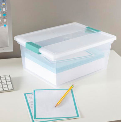 Sterilite 19658604 Deep File Clip Clear Storage Tote Container w/ Lid (Open Box)