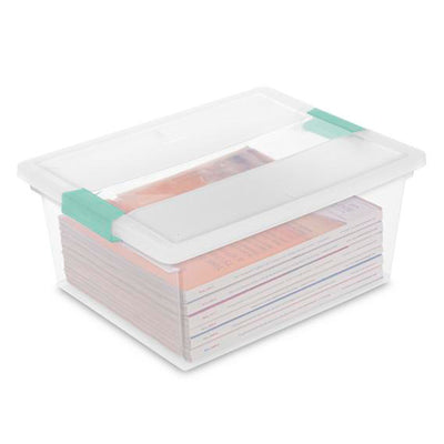 Sterilite 19658604 Deep File Clip Clear Storage Tote Container w/ Lid (Open Box)