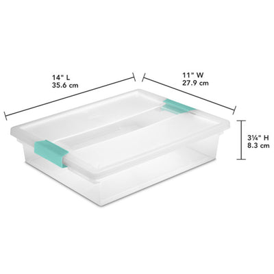 Sterilite 5.7 Qt. Large Plastic Stackable Storage Bin w/ Clear Latch Lid, 6 Pack