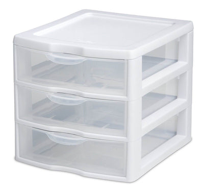 Sterilite Small Compact Countertop 3 Drawer Desktop Storage (Open Box)