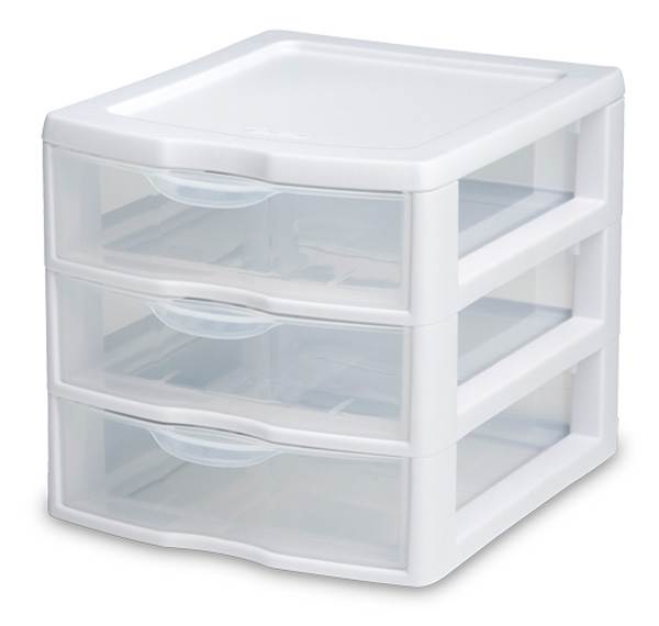 Sterilite Small Compact Countertop 3 Drawer Desktop Storage (Open Box)