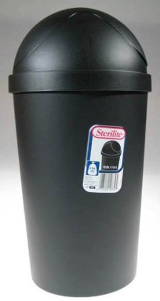 4 Pack Sterilite 42qt Black Round Swing Top Wastebasket Trash Can (Open Box)