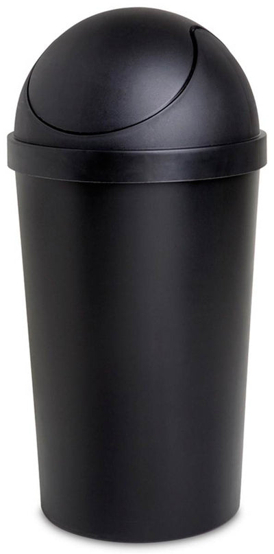 4 Pack Sterilite 42qt Black Round Swing Top Wastebasket Trash Can (Open Box)
