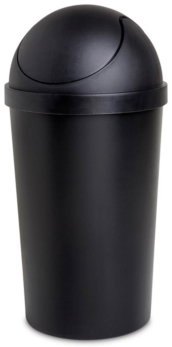 4 Pack Sterilite 42qt Black Round Swing Top Wastebasket Trash Can (Open Box)