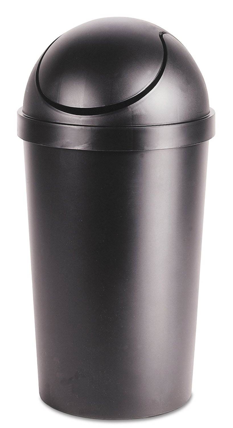 4 Pack Sterilite 42qt Black Round Swing Top Wastebasket Trash Can (Open Box)