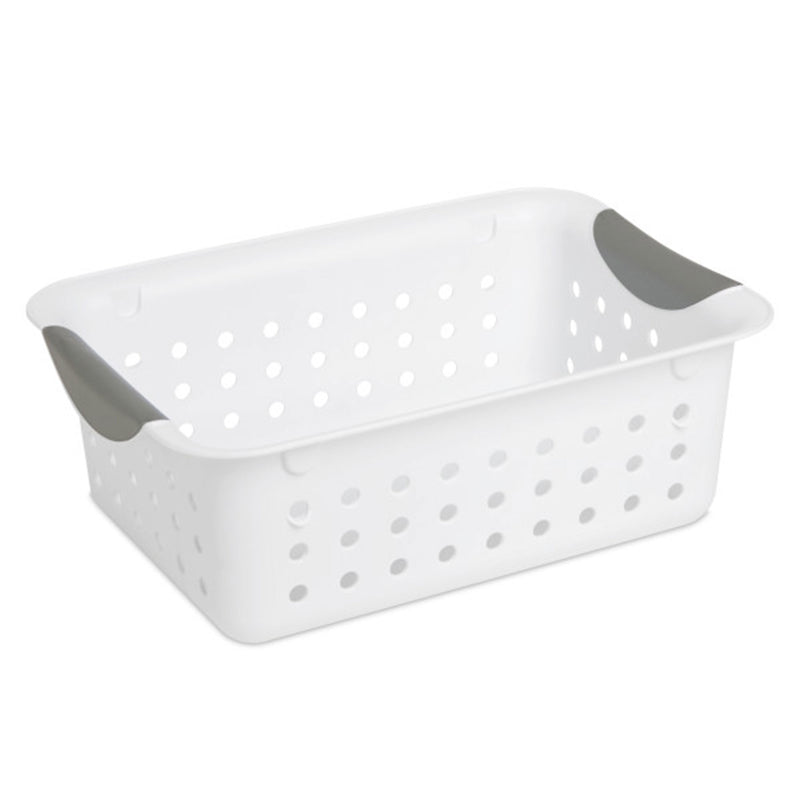 Sterilite White Small Ultra Basket Durable Plastic Storage Organizer, (12 Pack)