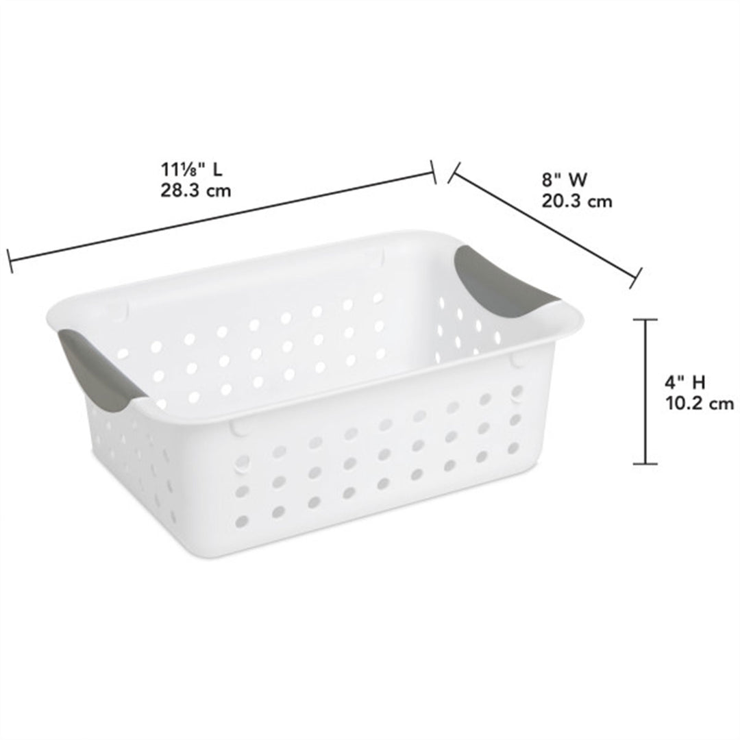 Sterilite White Small Ultra Basket Durable Plastic Storage Organizer, (12 Pack)