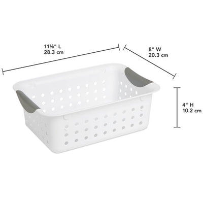 Sterilite 16228012 Small Ultra Plastic Storage Organizer Basket, White (24 Pack)