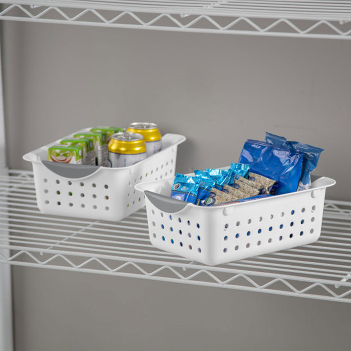 Sterilite White Small Ultra Basket Durable Plastic Storage Organizer, (12 Pack)