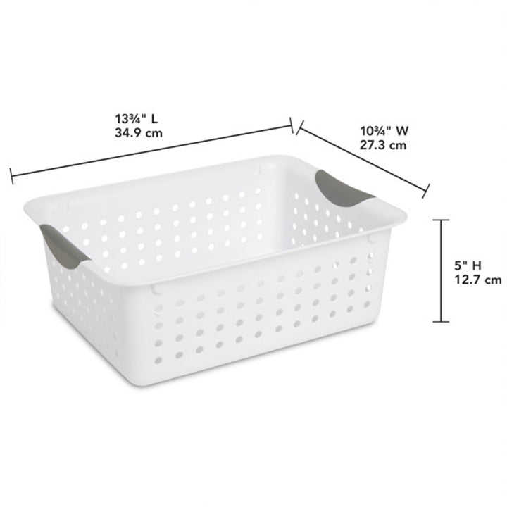 Sterilite Medium Ultra Plastic Storage Organizer Basket with Handles, (6 Pack)