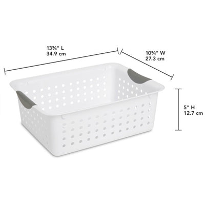 Sterilite Medium Ultra Plastic Storage Organizer Basket with Handles, (12 Pack)