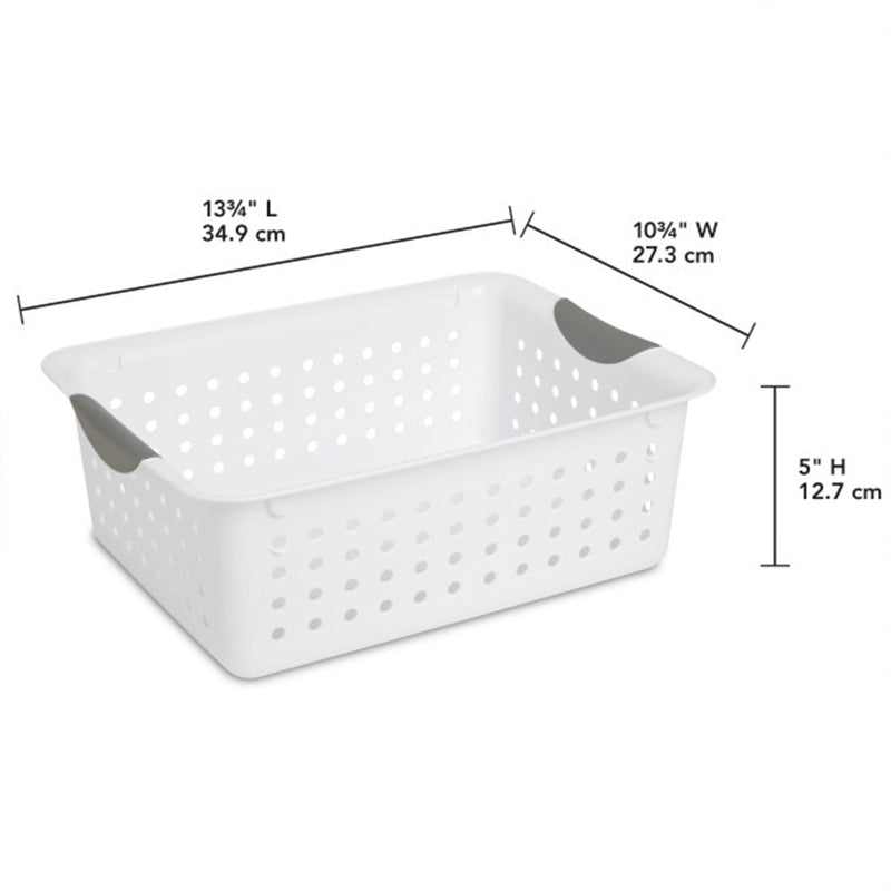 Sterilite Medium Ultra Plastic Storage Organizer Basket with Handles, (18 Pack)