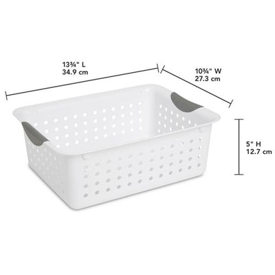 Sterilite Medium Ultra Plastic Storage Organizer Basket with Handles, (6 Pack)