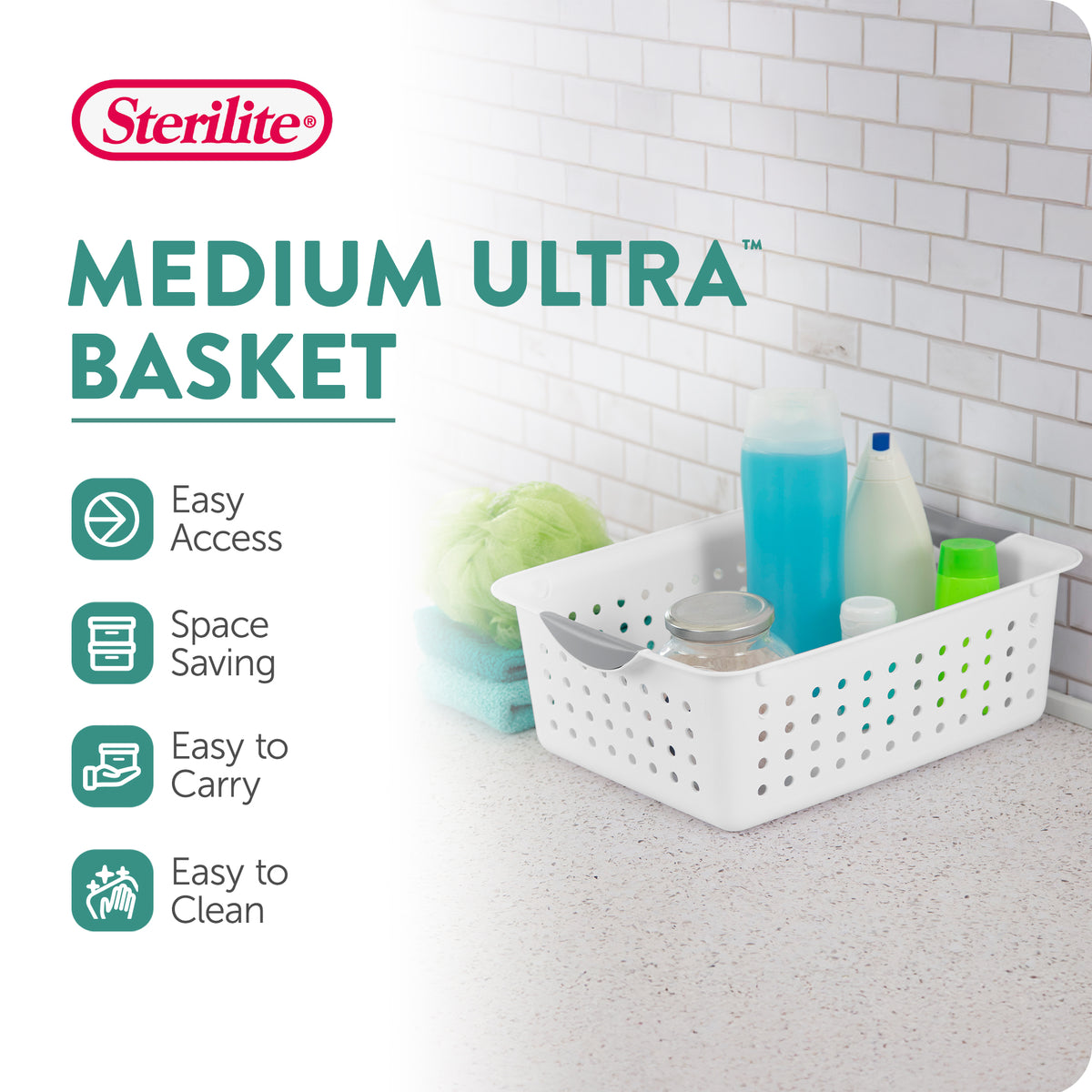 Sterilite Medium Ultra Plastic Storage Baskets, White (Open Box) (6 Pack)