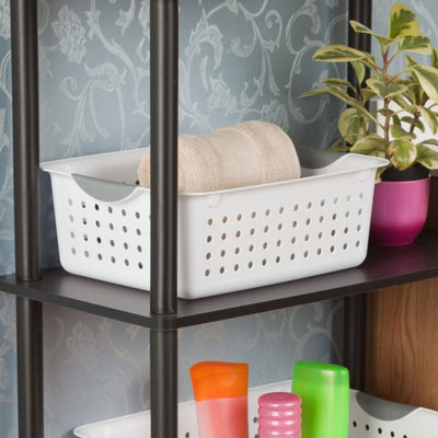 Sterilite Medium Ultra Plastic Storage Baskets, White (Open Box) (6 Pack)
