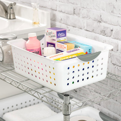 Sterilite Medium Ultra Plastic Storage Baskets, White (Open Box) (6 Pack) - VMInnovations