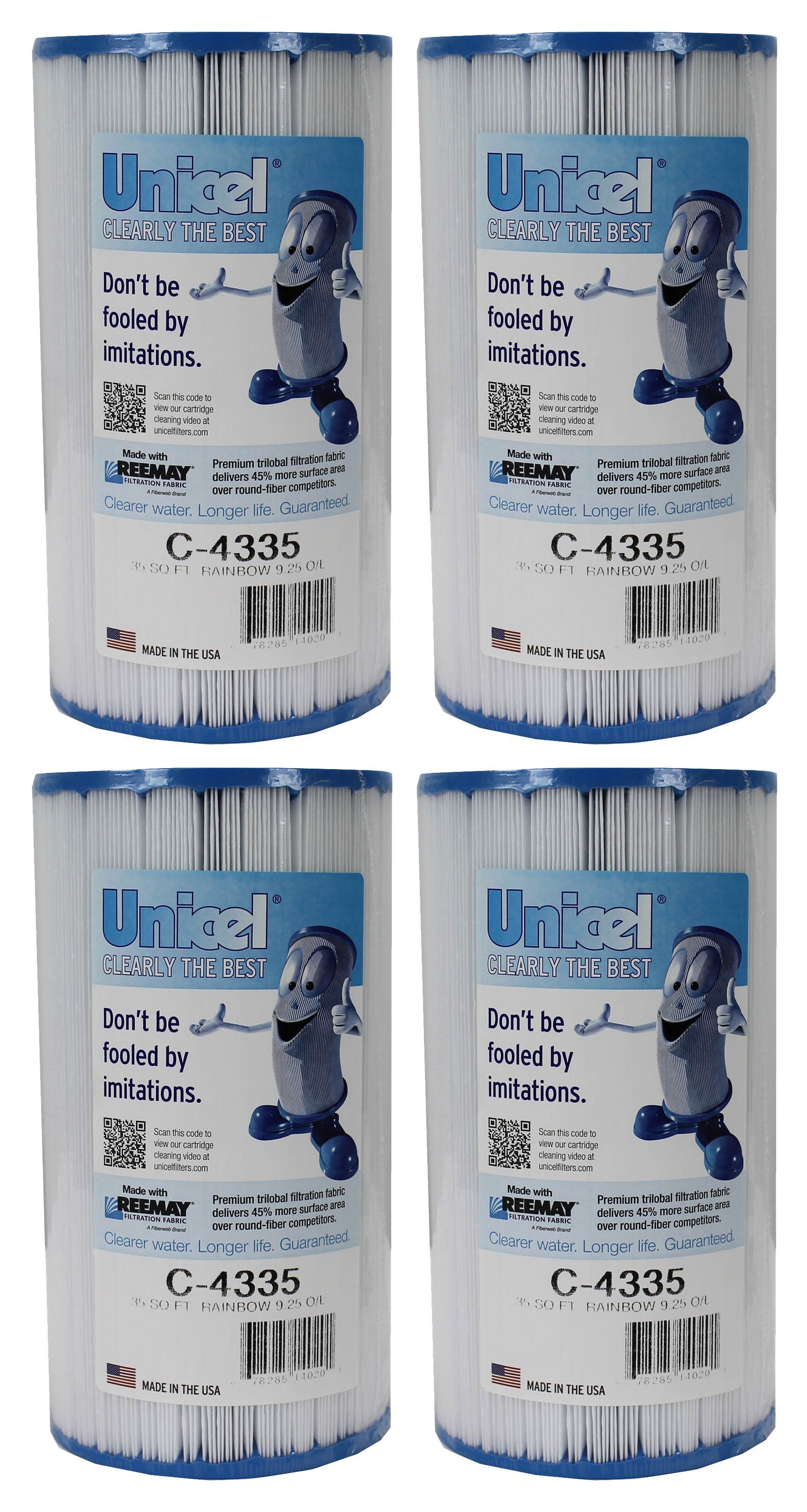Unicel C-4335 Replacement 35 Sq Ft Pool Spa Filter Cartridge, 219 Pleats, 4 Pack - VMInnovations