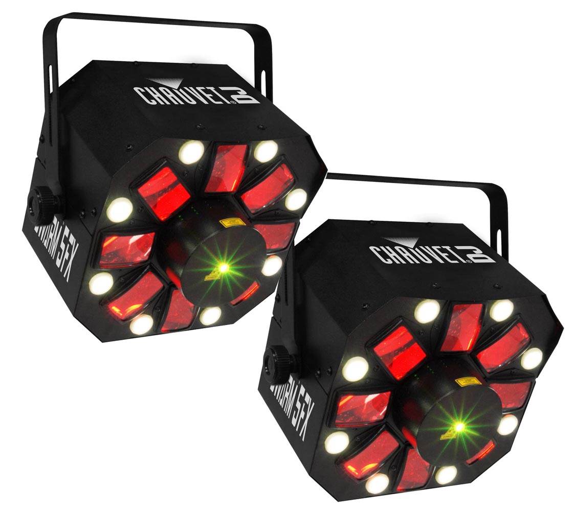 NEW! (2) Chauvet SWARM 5 FX RGBAW LED Sound Active DJ Derby Dance Laser Lights