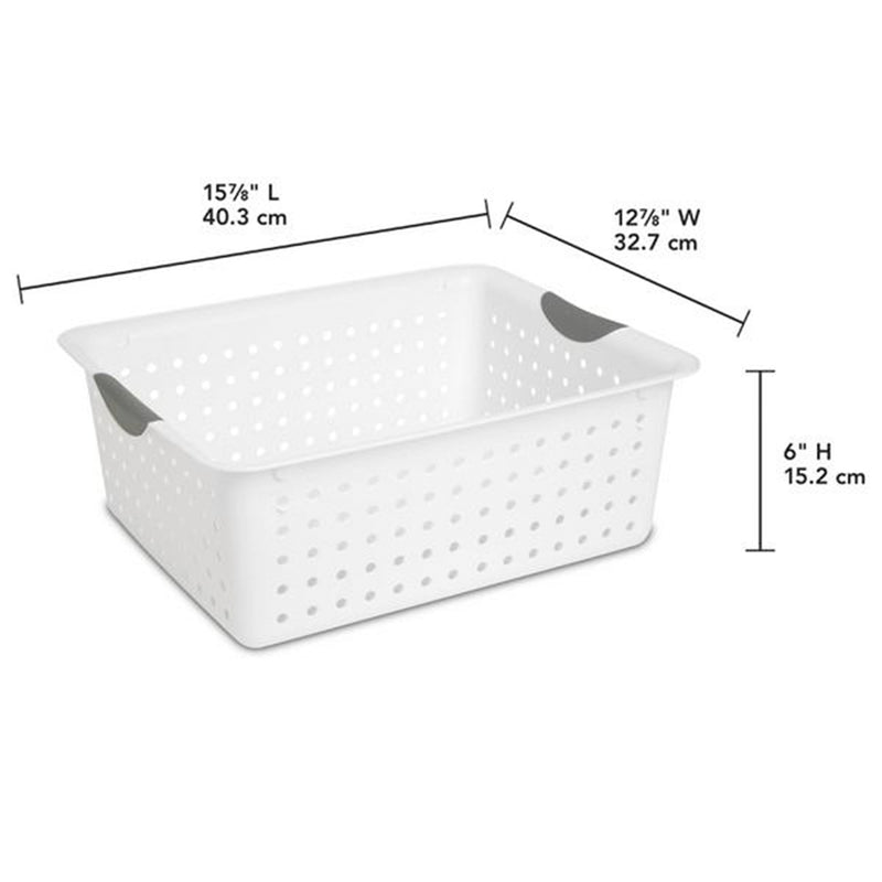 Sterilite 16268006 Large Ultra Plastic Storage Baskets, White (6 Pack)(Open Box)