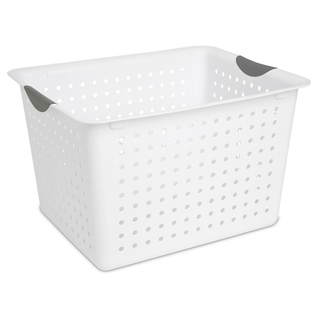 Sterilite Large Deep Durable Ultra Plastic Storage Basket Tote, White (6 Pack)