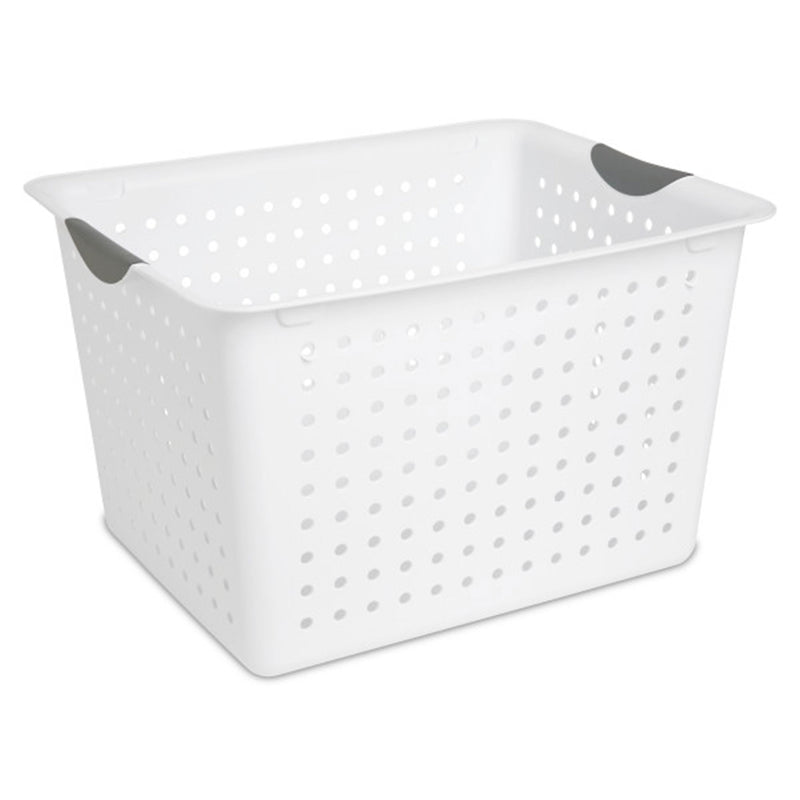 Sterilite Deep Ultra Nesting Plastic Storage Bin Basket Tote, White (12 Pack)