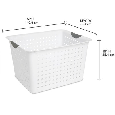 Sterilite Deep Ultra Plastic Storage Bin Organizer Basket with Handles (18 Pack) - VMInnovations