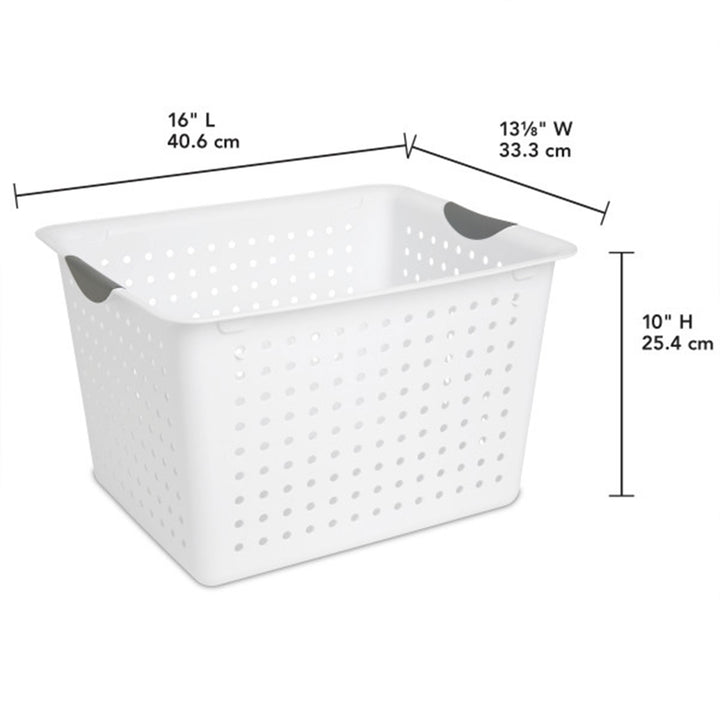 Sterilite Large Deep Durable Ultra Plastic Storage Basket Tote, White (6 Pack) - VMInnovations