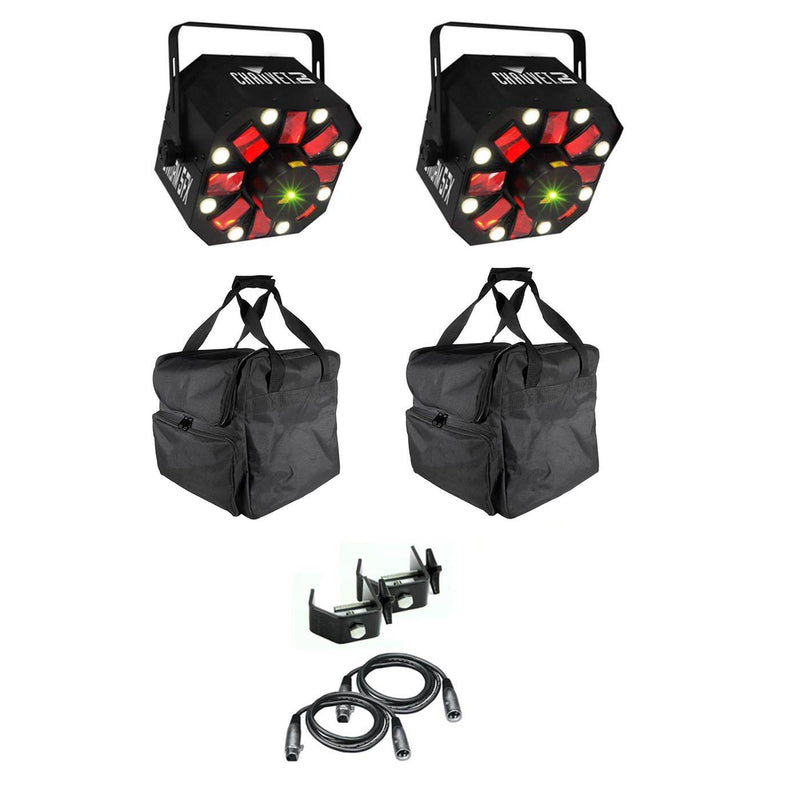 (2) Chauvet SWARM 5 FX RGBAW LED DJ Derby Laser Lights w/ Bags, Cables & Clamps