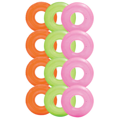 Intex Colorful Transparent Inflatable Swimming Pool Tube Raft (12-Pack)| 59260EP
